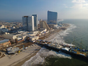 Aerial view of Atlantic City coastline.