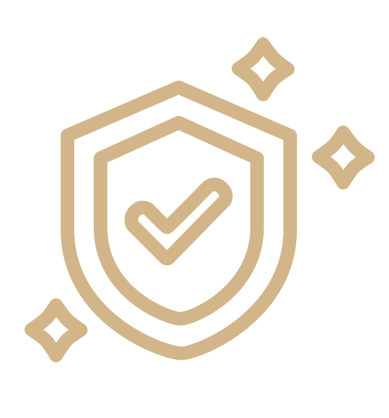 Shield with checkmark and sparkles