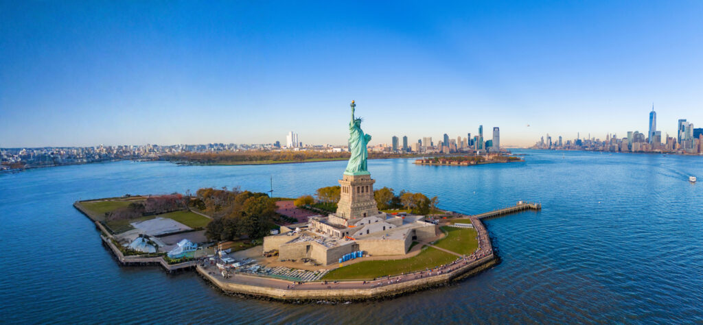 Aerial photo tour to the Statue of Liberty New York. This is a top destination when visiting the USA